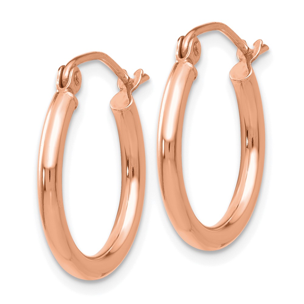 10k Rose Gold Polished 2x17.5mm Lightweight Tube Hoop Earrings (10T1123RL)