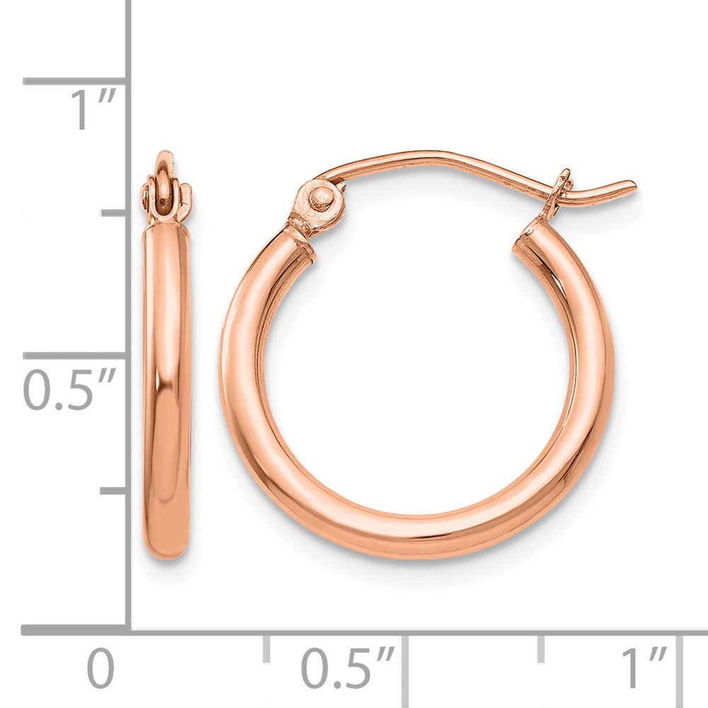 10k Rose Gold Polished 2x17.5mm Lightweight Tube Hoop Earrings (10T1123RL)