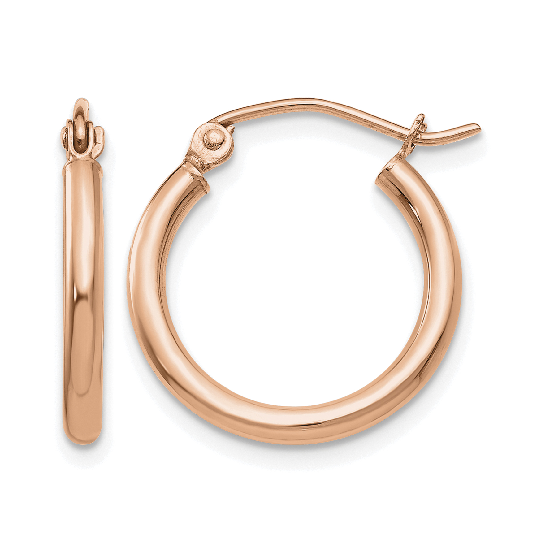 10k Rose Gold Polished 2x17.5mm Lightweight Tube Hoop Earrings (10T1123RL)