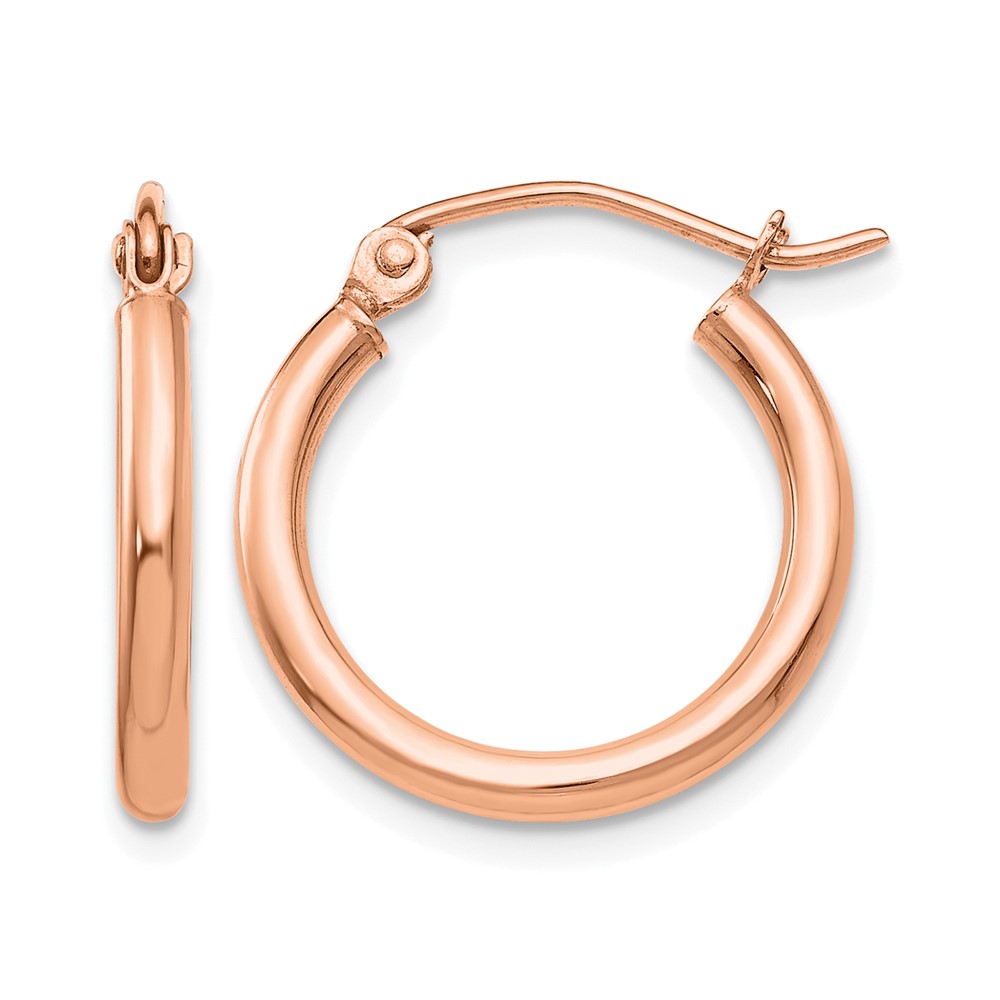 10k Rose Gold Polished 2x17.5mm Lightweight Tube Hoop Earrings (10T1123RL)
