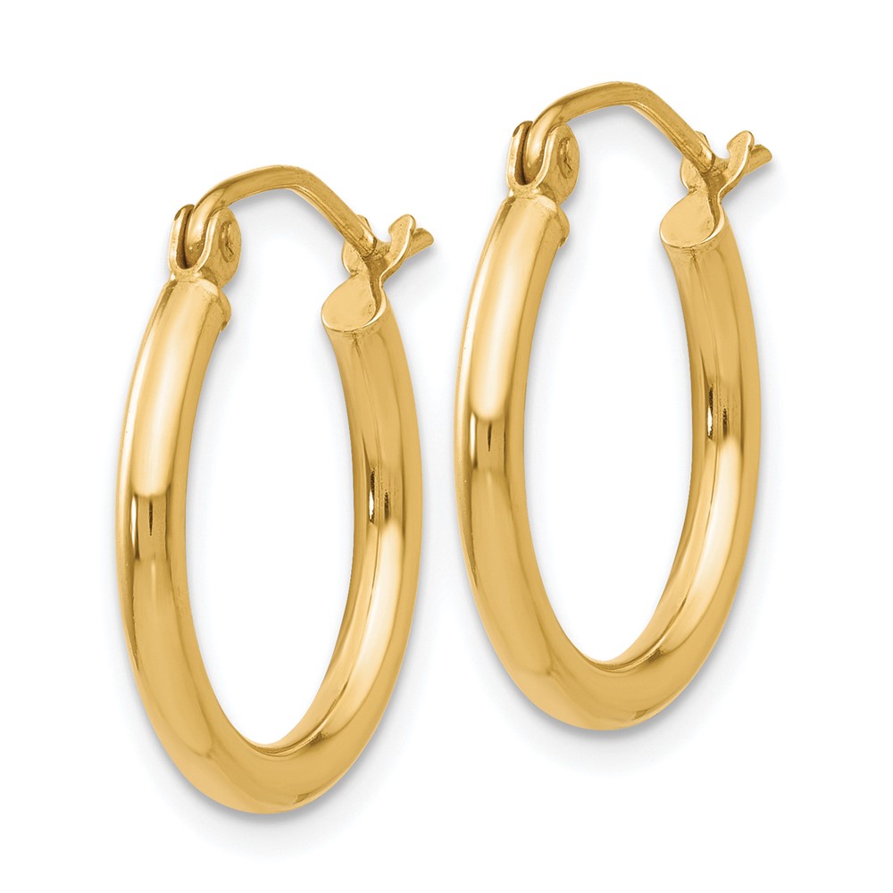 10K Polished 2mm Tube Hoop Earrings (10T1124)