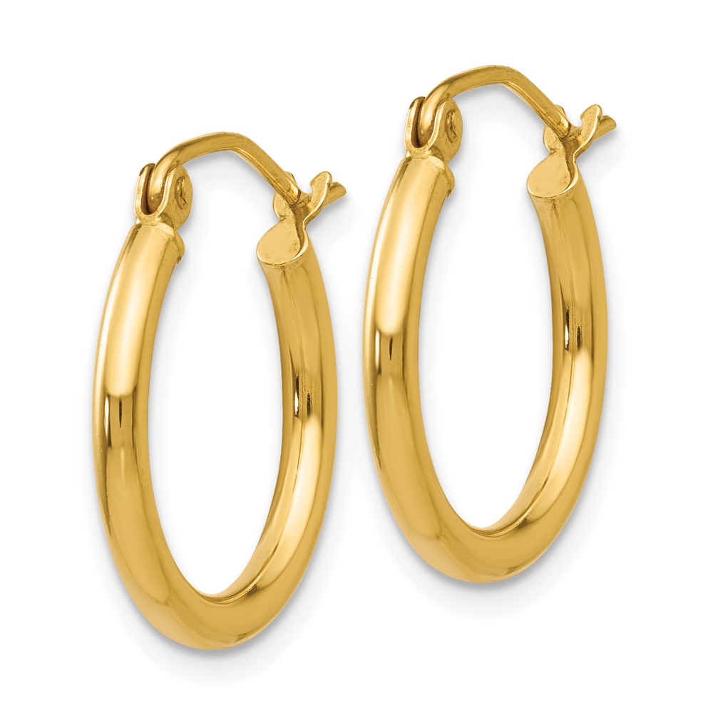 10K Polished 2mm Lightweight Tube Hoop Earrings (10T1124L)