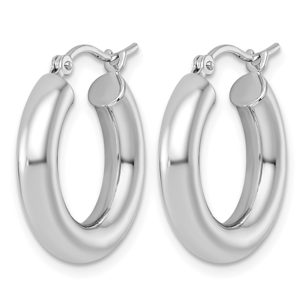 10k White Gold Polished 4mm Tube Hoop Earrings (10T1162)