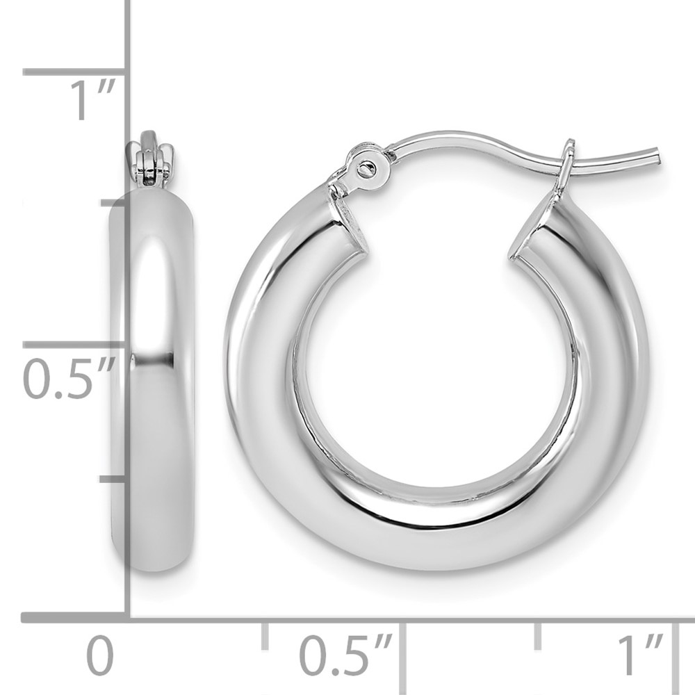 10k White Gold Polished 4mm Tube Hoop Earrings (10T1162)
