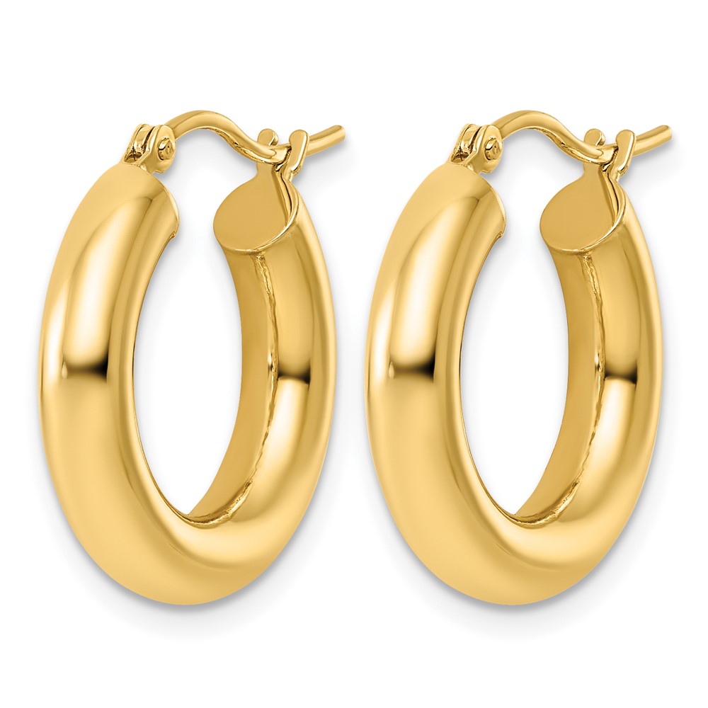 10k Polished 4mm Tube Hoop Earrings (10T1163)
