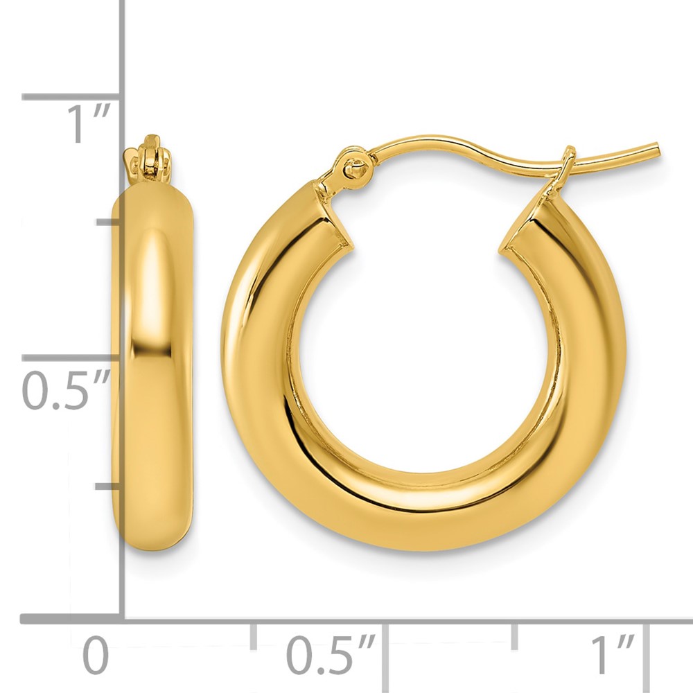 10k Polished 4mm Tube Hoop Earrings (10T1163)
