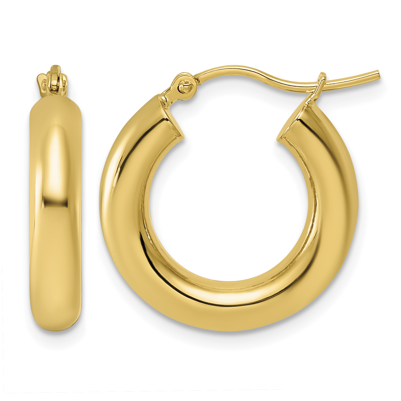 10k Polished 4mm Tube Hoop Earrings (10T1163)