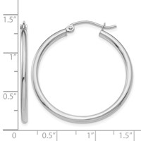 10K White Gold Polished 2mm Tube Hoop Earrings view 4