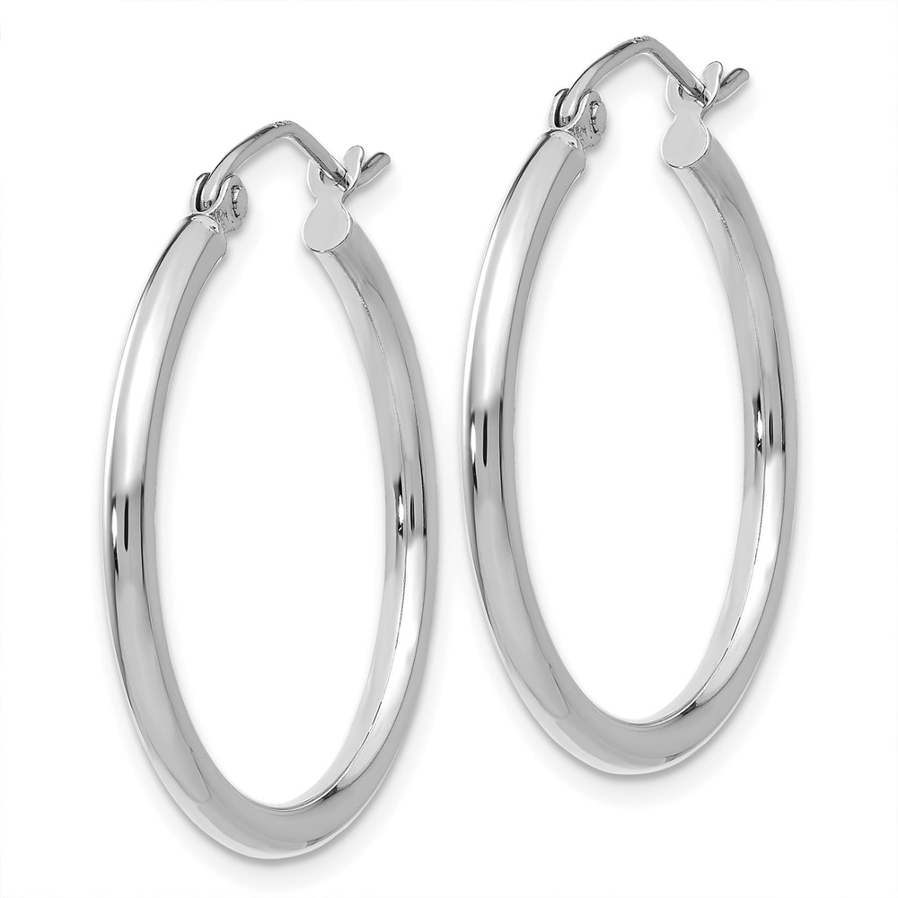 10K White Gold Polished 2mm Tube Hoop Earrings (10T827)