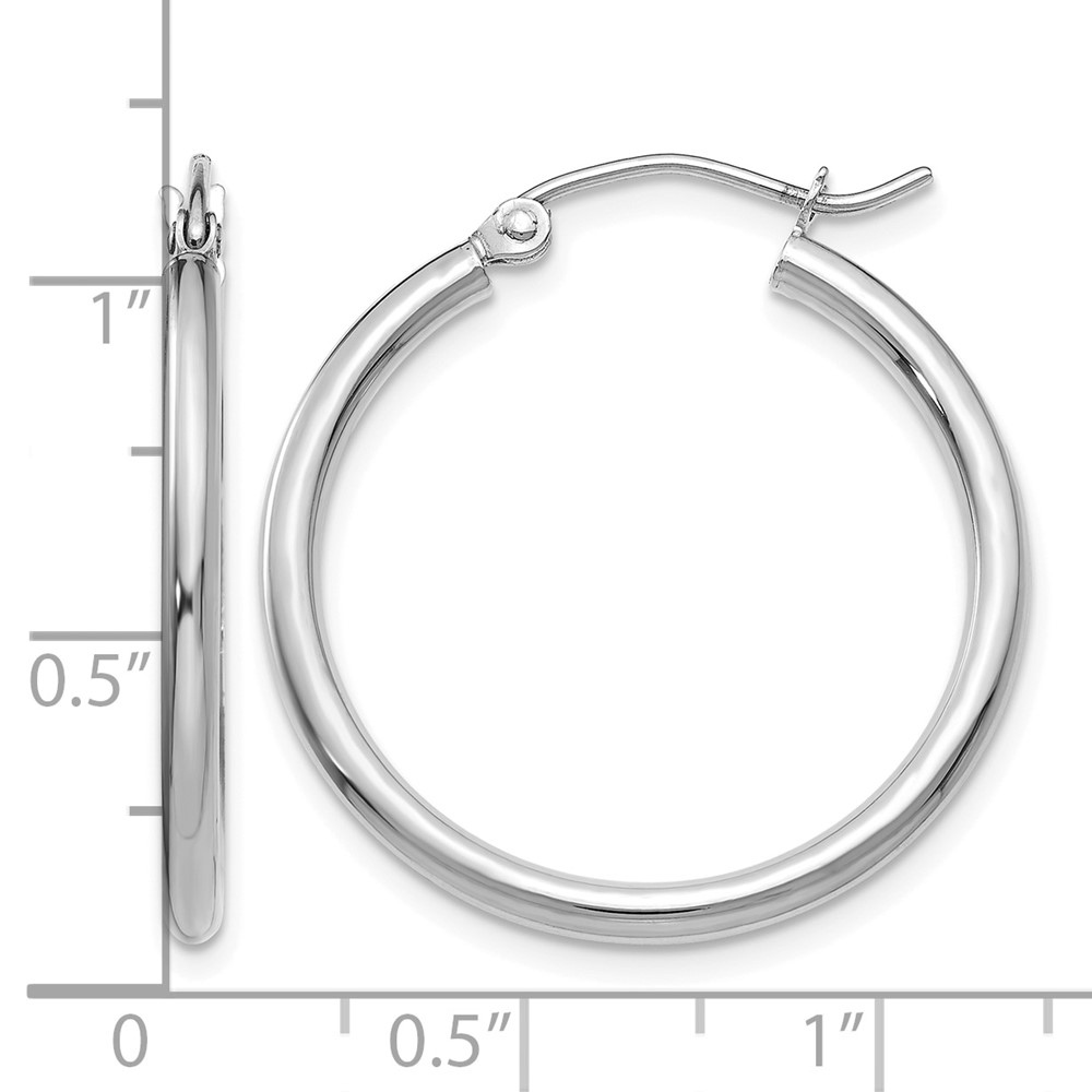 10K White Gold Polished 2mm Lightweight Hoop Earrings (10T827L)