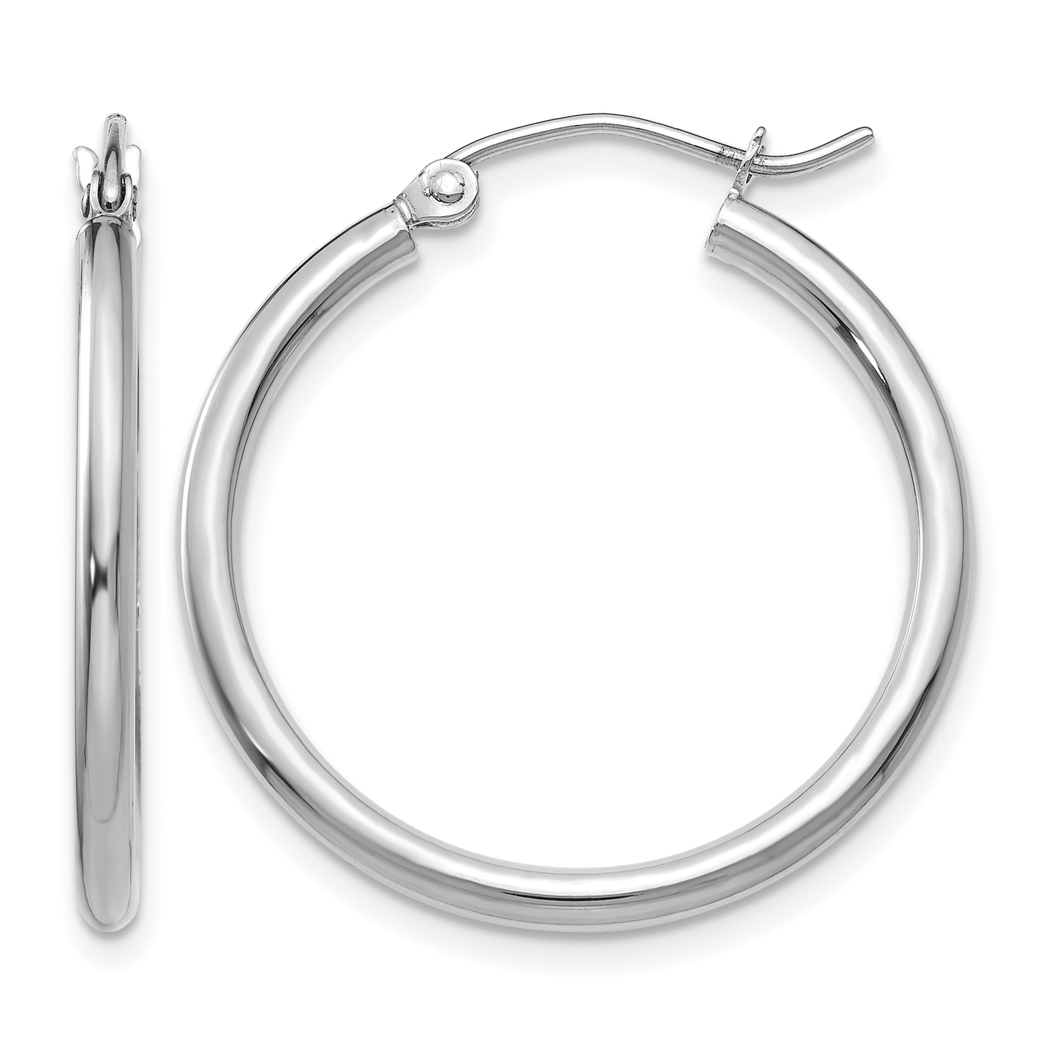 10K White Gold Polished 2mm Lightweight Hoop Earrings (10T827L)