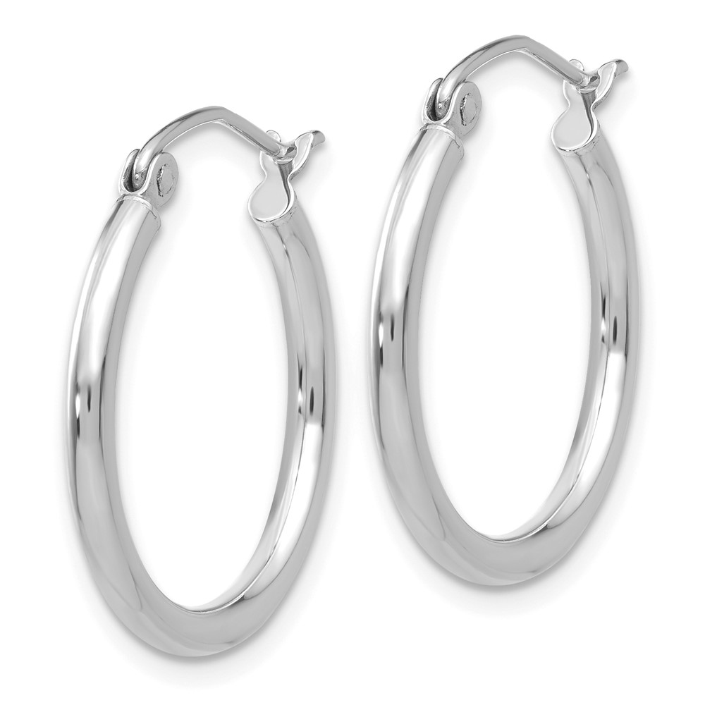 10K White Gold Polished 2mm Tube Hoop Earrings (10T828)