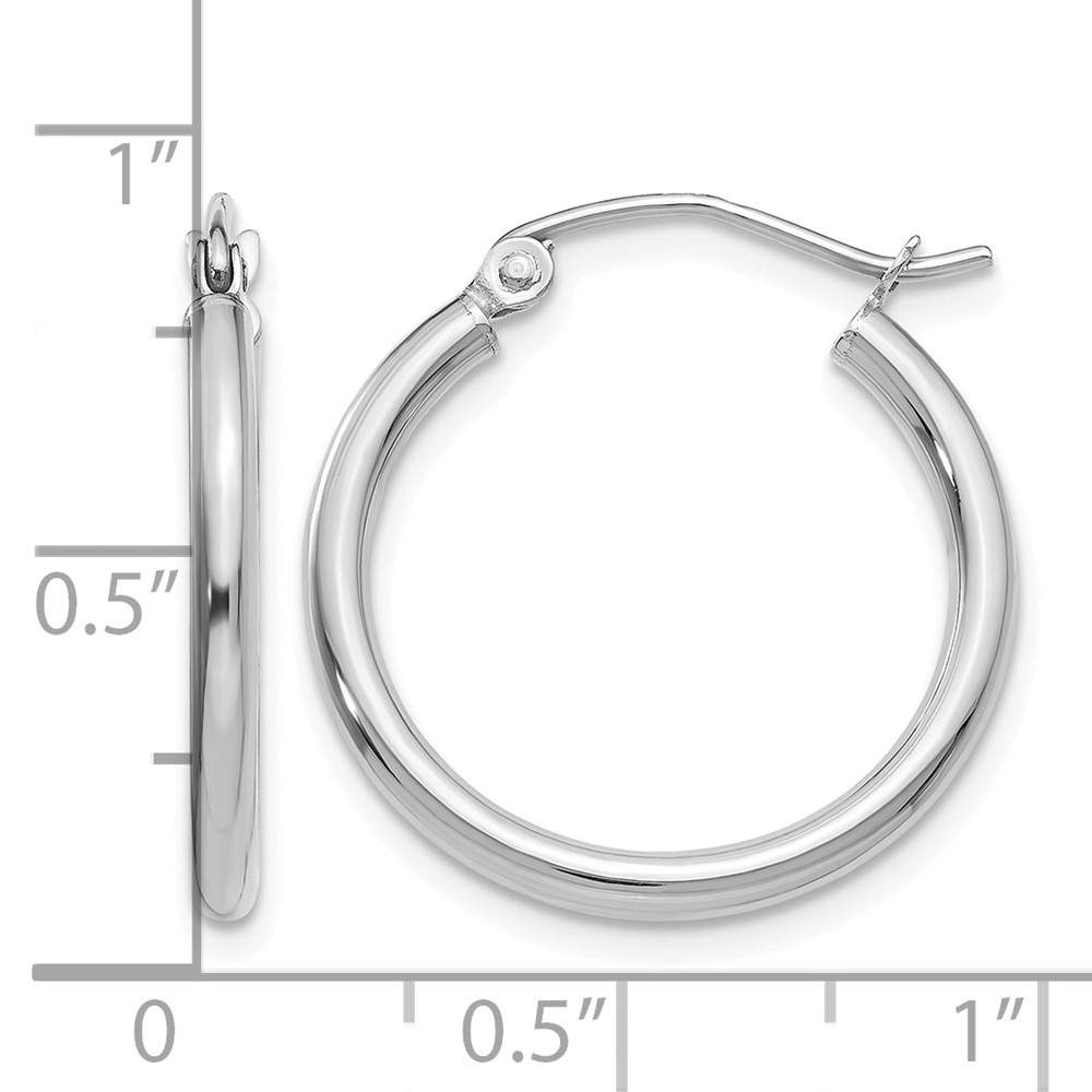 10K White Gold Polished 2mm Lightweight Tube Hoop Earrings (10T828L)
