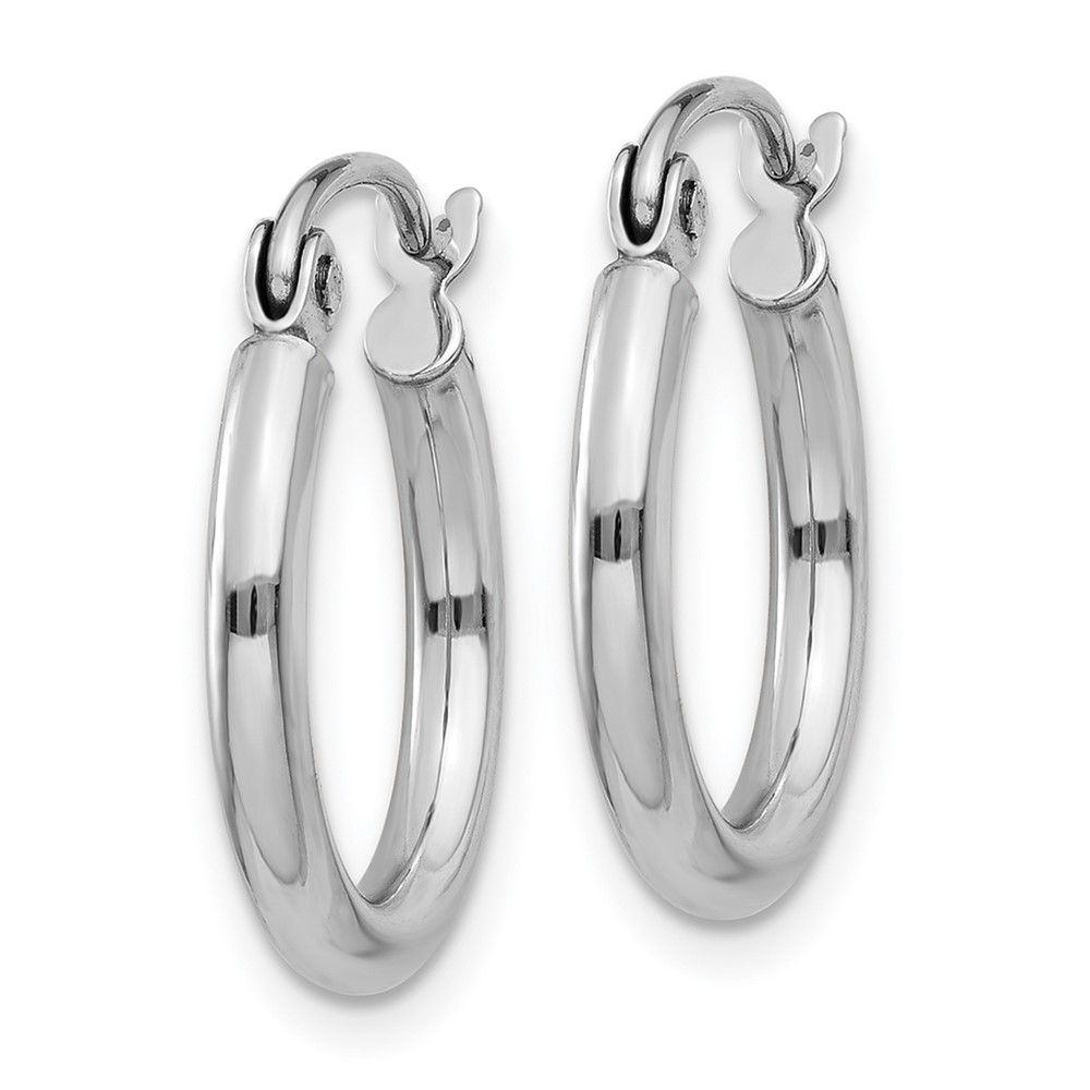 10K White Gold Polished 2mm Tube Hoop Earrings (10T829)
