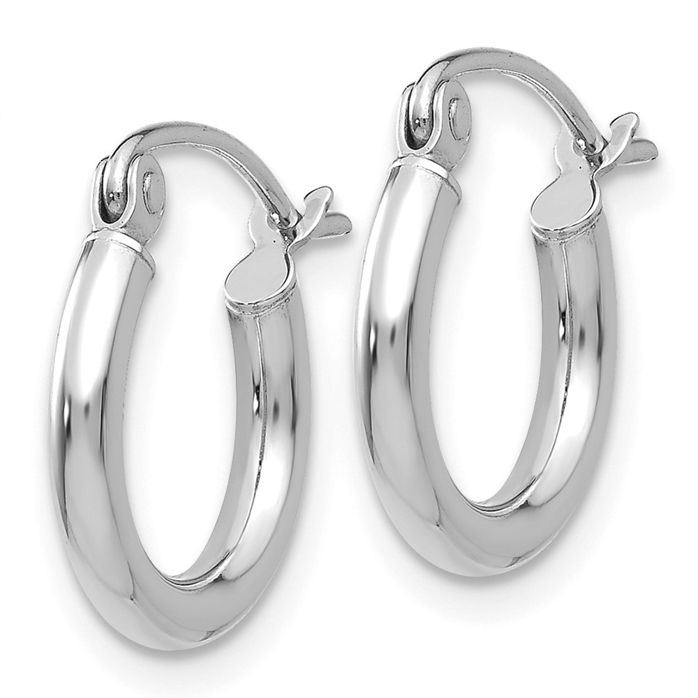 10K White Gold Polished 2mm Tube Hoop Earrings (10T830)