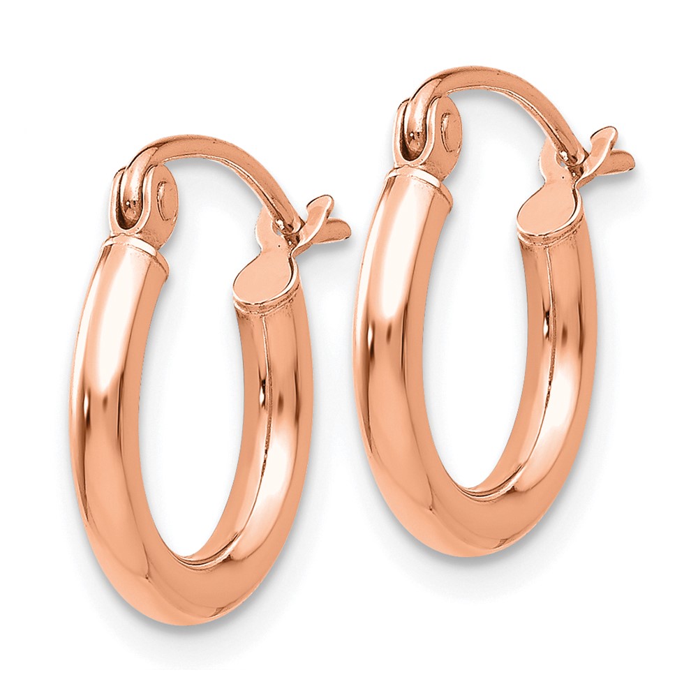 10k Rose Gold Polished 2x12mm Lightweight Tube Hoop Earrings (10T830RL)