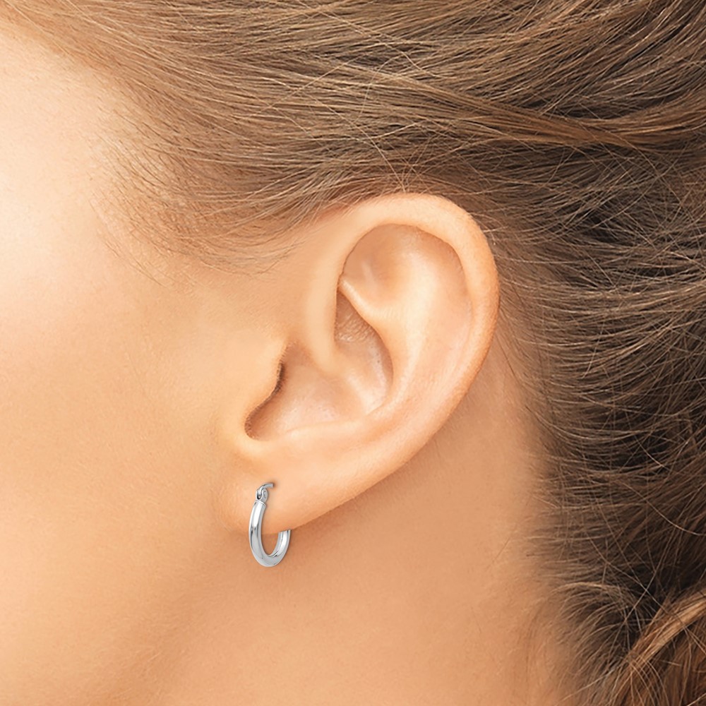 10k Rose Gold Polished 2x12mm Lightweight Tube Hoop Earrings (10T830RL)