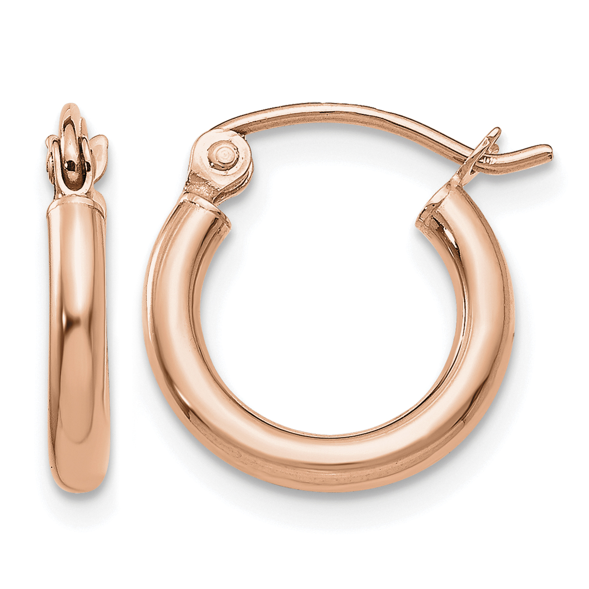 10k Rose Gold Polished 2x12mm Lightweight Tube Hoop Earrings (10T830RL)