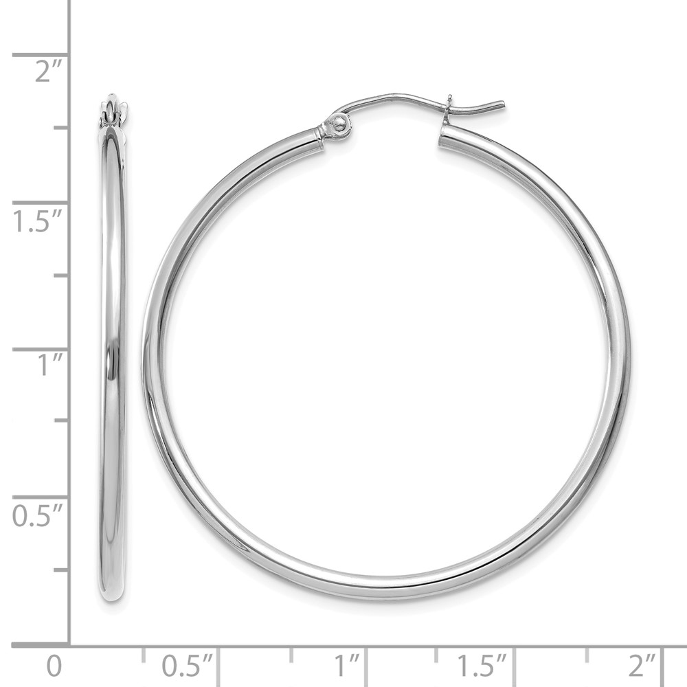 10K White Gold Polished 2mm Lightweight Hoop Earrings (10T831L)