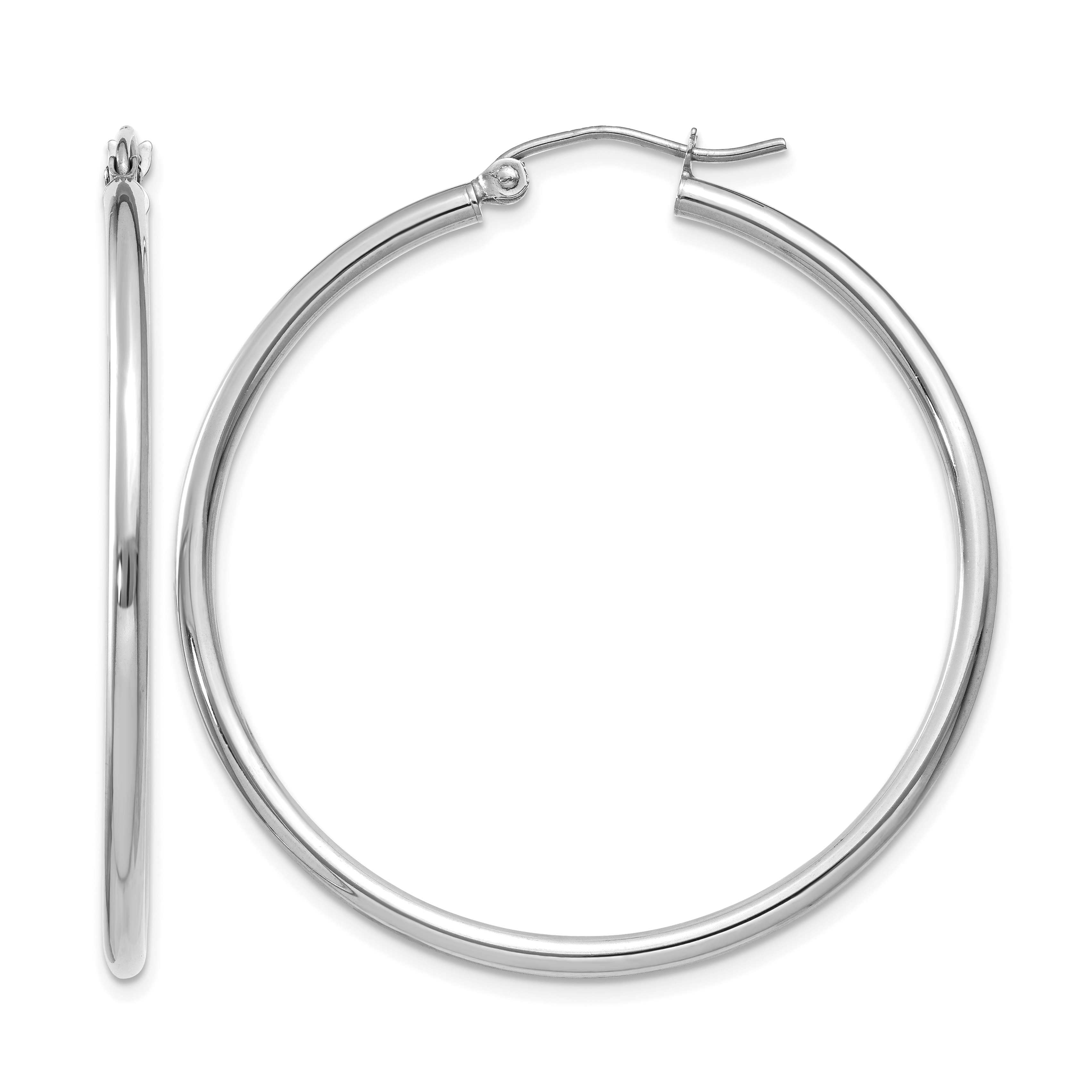 10K White Gold Polished 2mm Lightweight Hoop Earrings (10T831L)