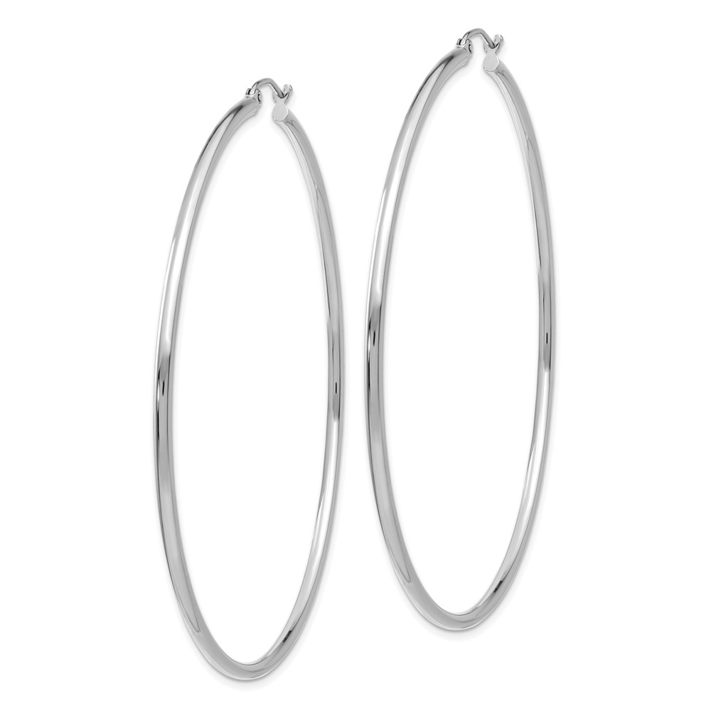 10K White Gold Polished 2mm Tube Hoop Earrings (10T836)