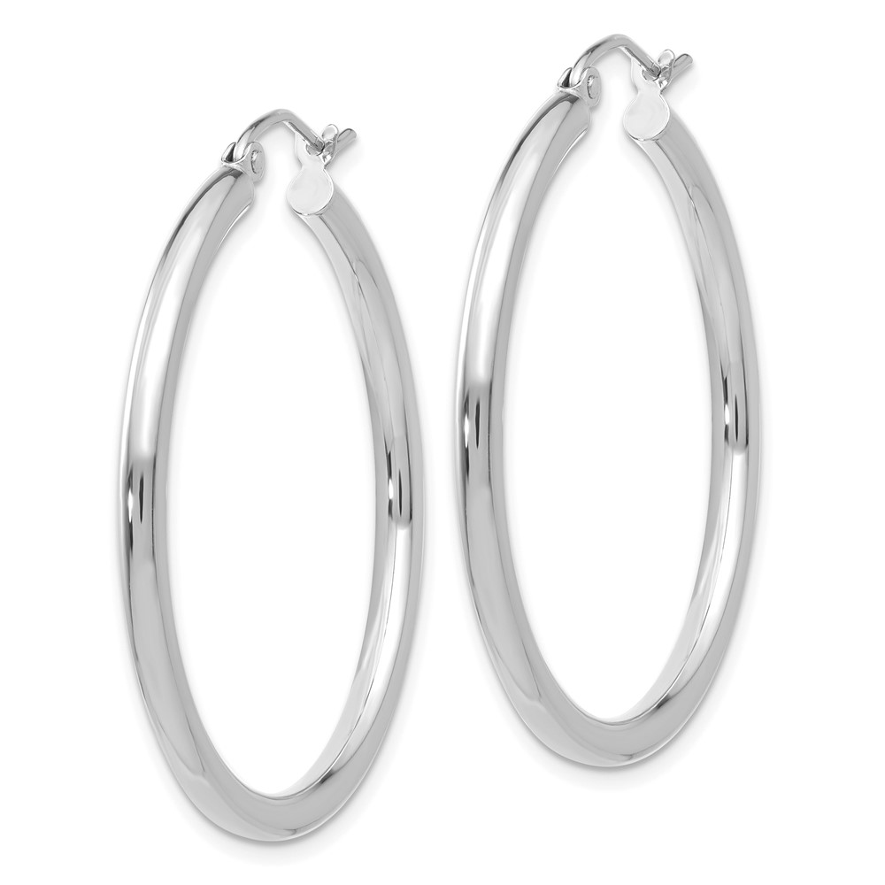 10K White Gold Polished 2.5mm Tube Hoop Earrings (10T837)