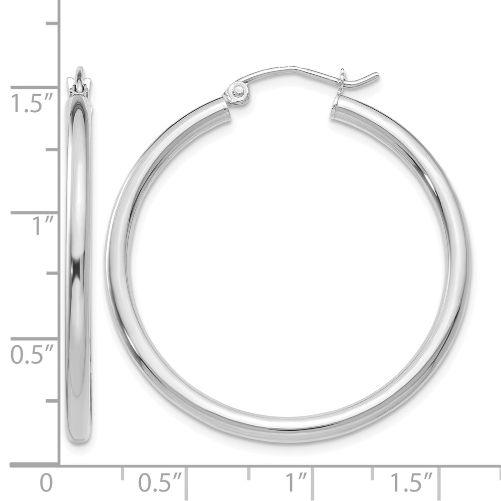 10K White Gold Polished 2.5mm Tube Hoop Earrings (10T837)