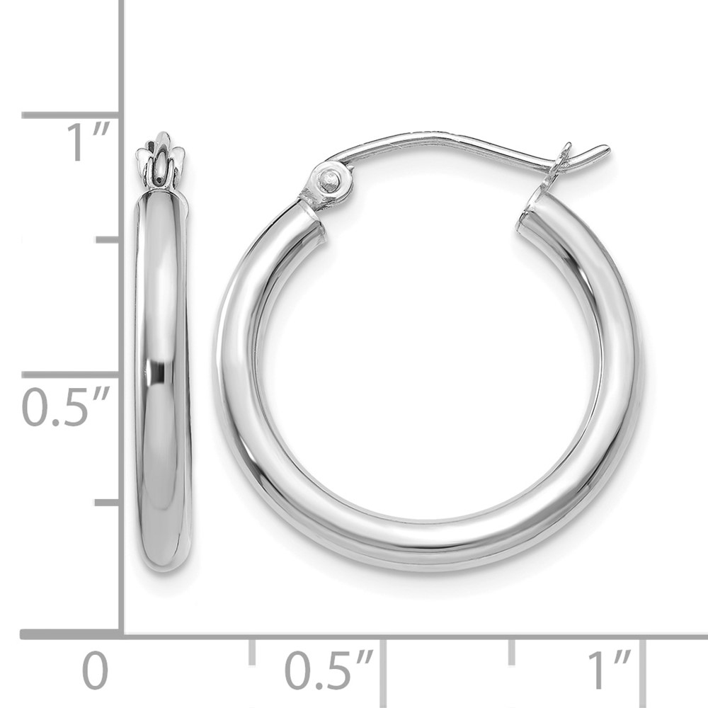 10K White Gold Polished 2.5mm Tube Hoop Earrings (10T840)