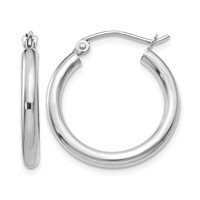 10K White Gold Polished 2.5mm Tube Hoop Earrings view 1
