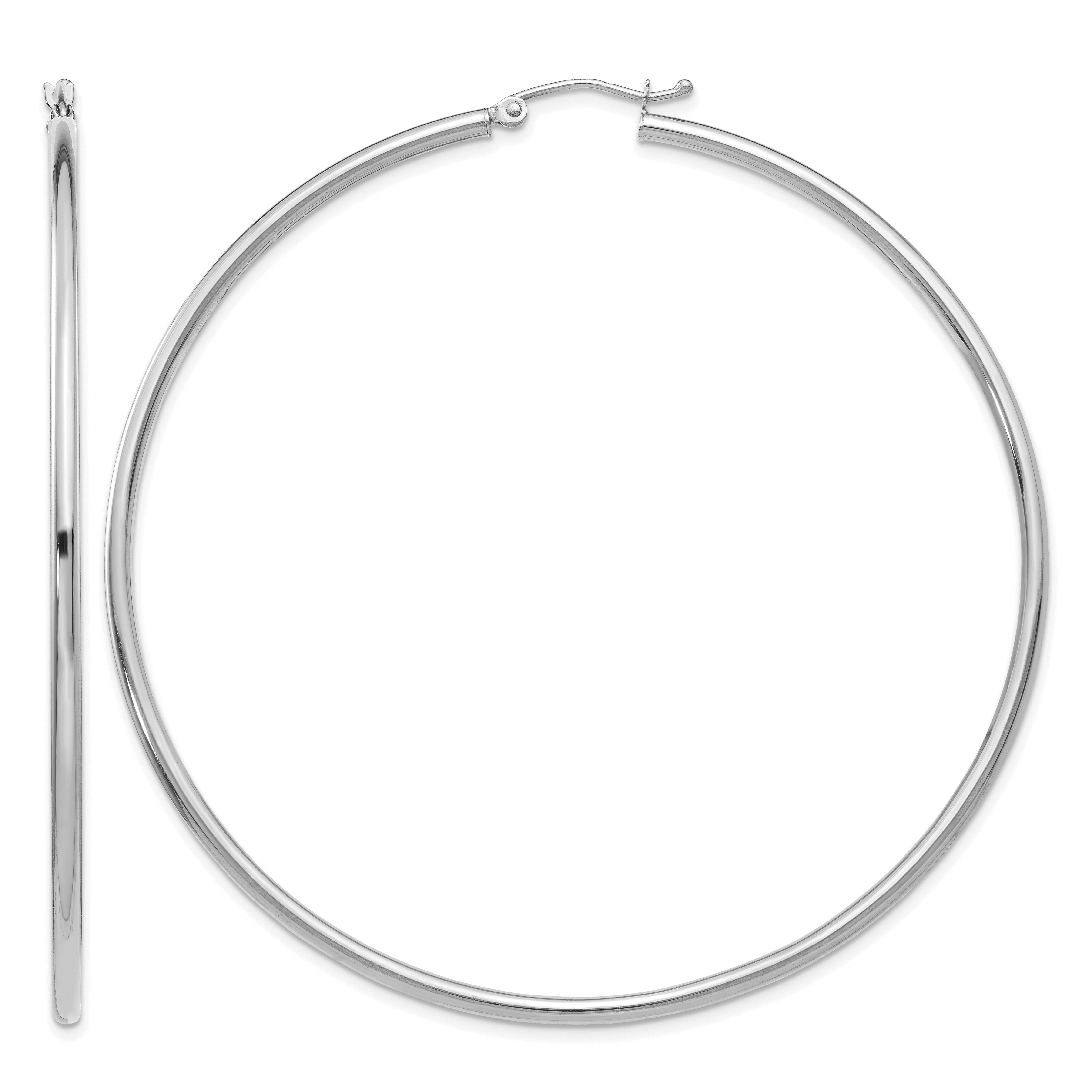 10K White Gold Polished 2.5mm Lightweight Tube Hoop Earrings (10T841L)