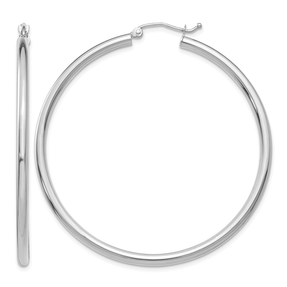 10K White Gold Polished 2.5mm Lightweight Tube Hoop Earrings (10T844L)