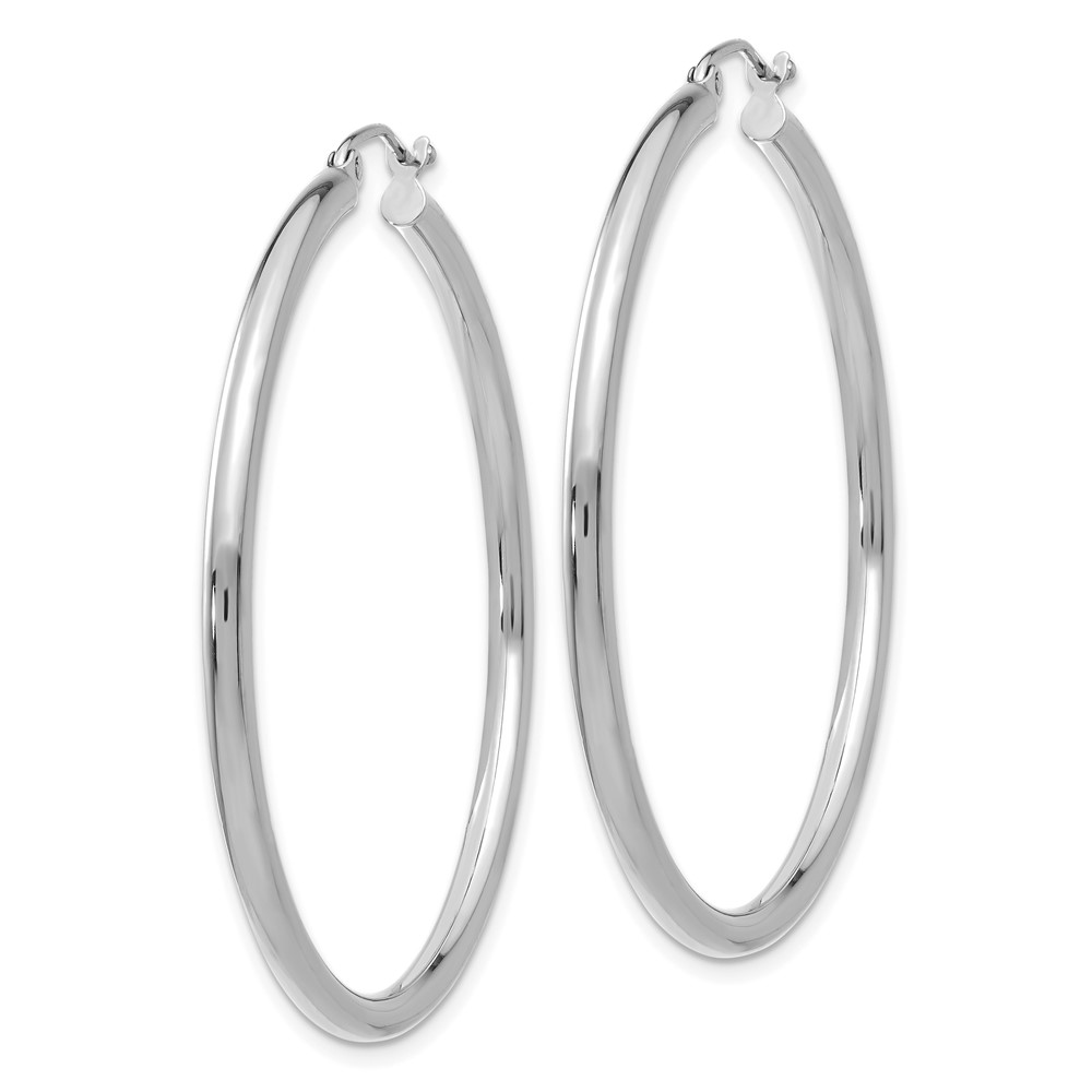 10K White Gold Polished 2.5mm Tube Hoop Earrings (10T845)