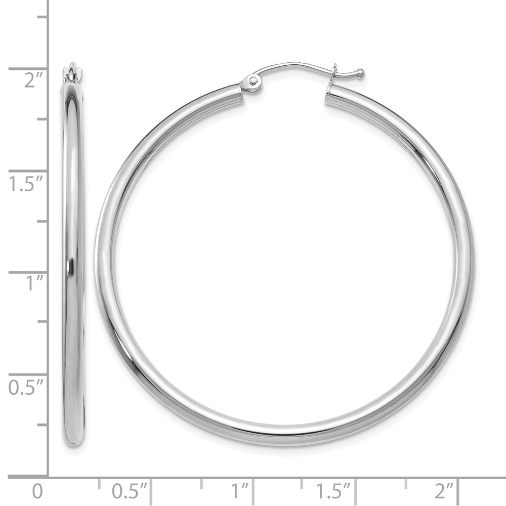 10K White Gold Polished 2.5mm Lightweight Tube Hoop Earrings (10T845L)