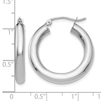 10K White Gold Polished 4mm Tube Hoop Earrings view 4