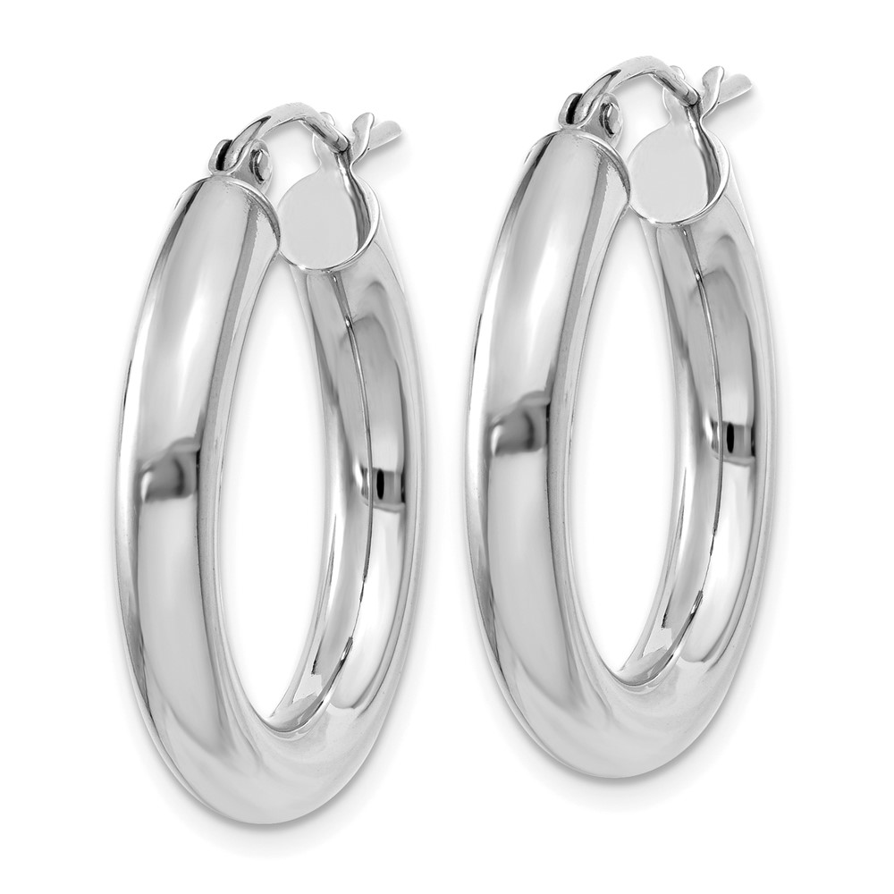 10k White Gold Polished 4mm Lightweight Tube Hoop Earrings (10T861L)