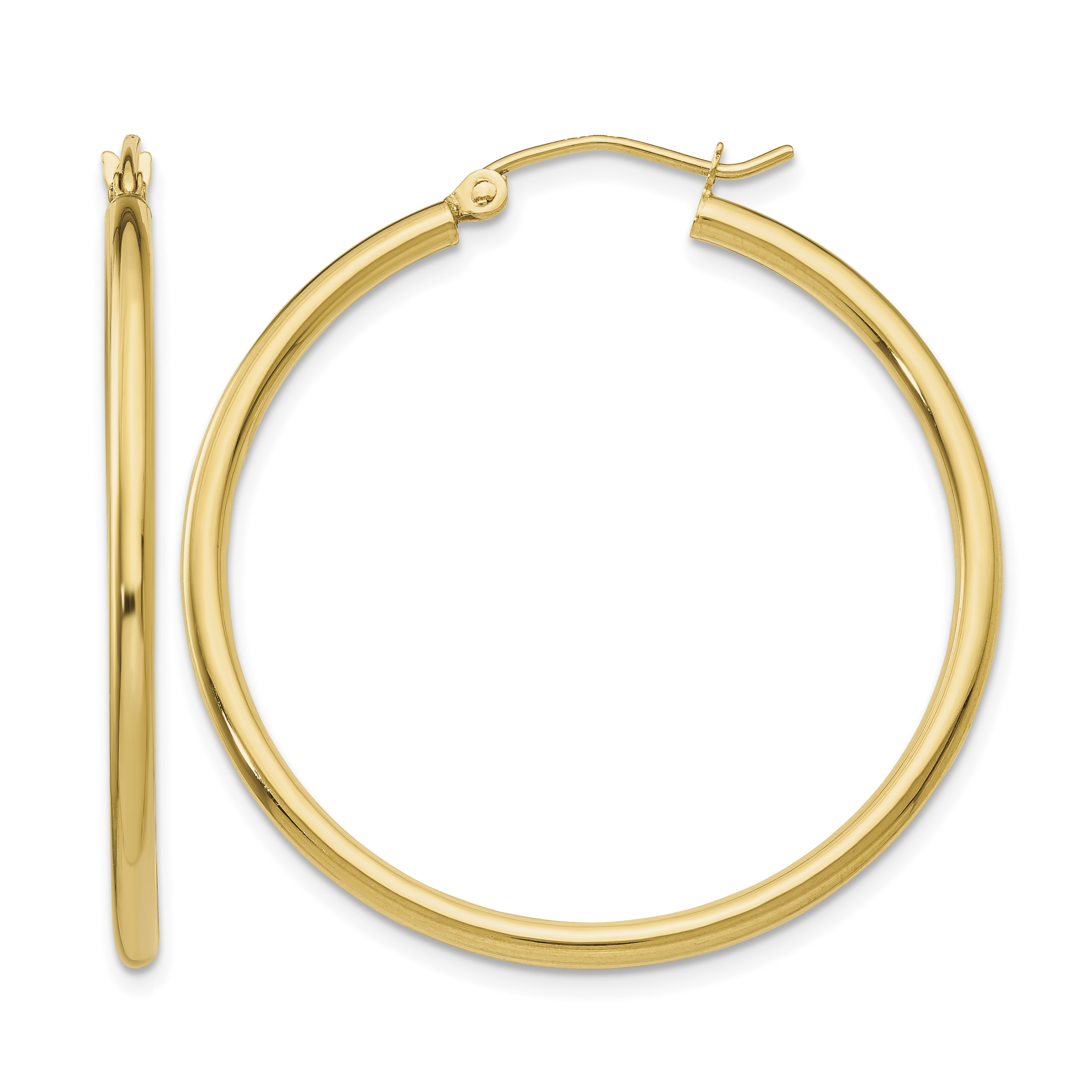 10K Polished 2mm Tube Hoop Earrings (10T913)