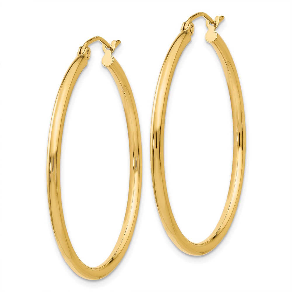10K Polished 2mm Lightweight Tube Hoop Earrings (10T913L)