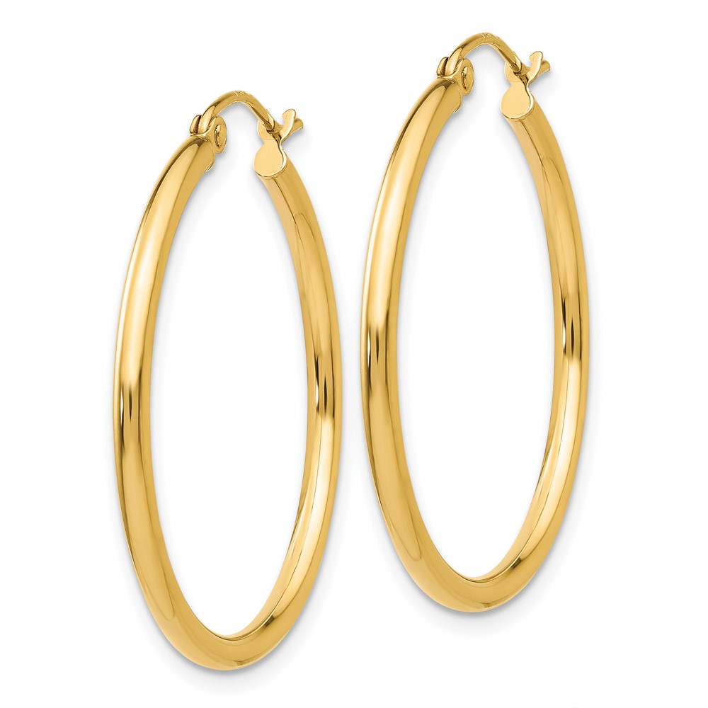 10K Polished 2mm Tube Hoop Earrings (10T914)