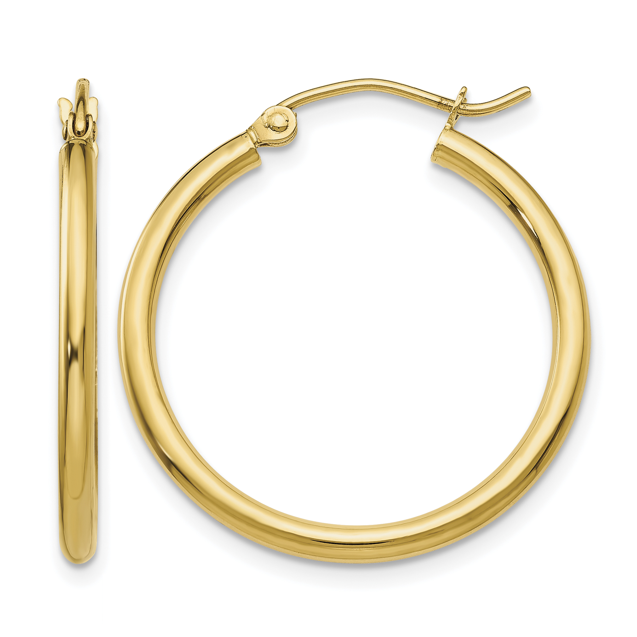 10K Polished 2mm Tube Hoop Earrings (10T915)