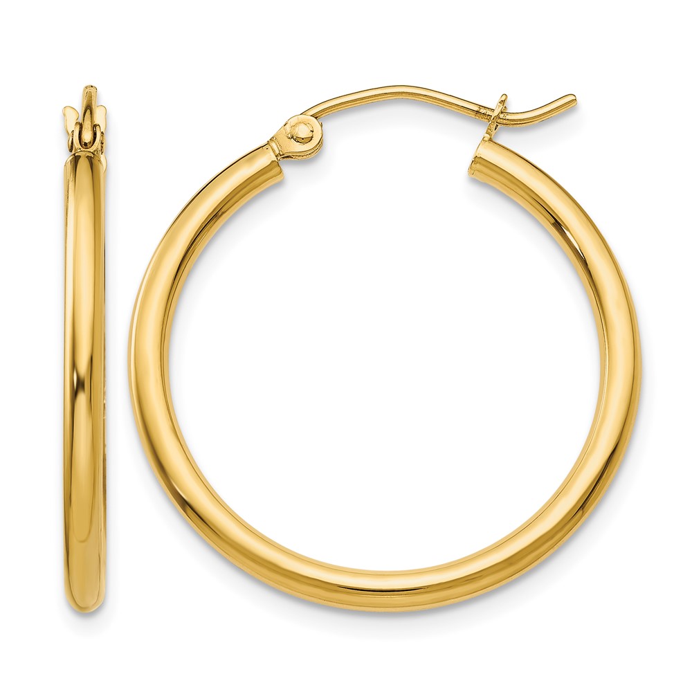 10K Polished 2mm Tube Hoop Earrings (10T915)