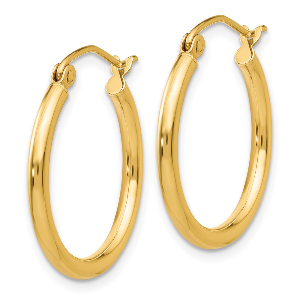 10K Polished 2mm Tube Hoop Earrings (10T916)