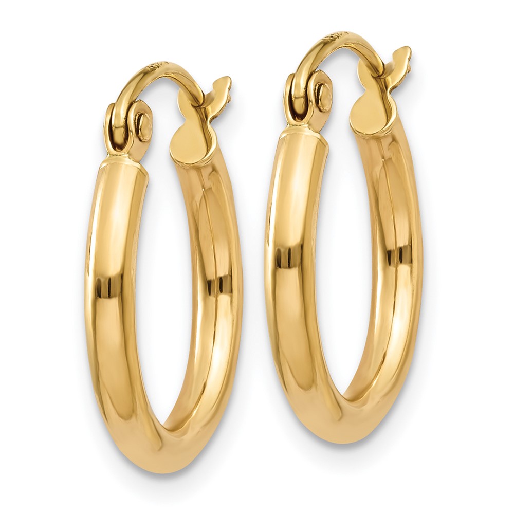 10K Polished 2mm Lightweight Tube Hoop Earrings (10T917L)