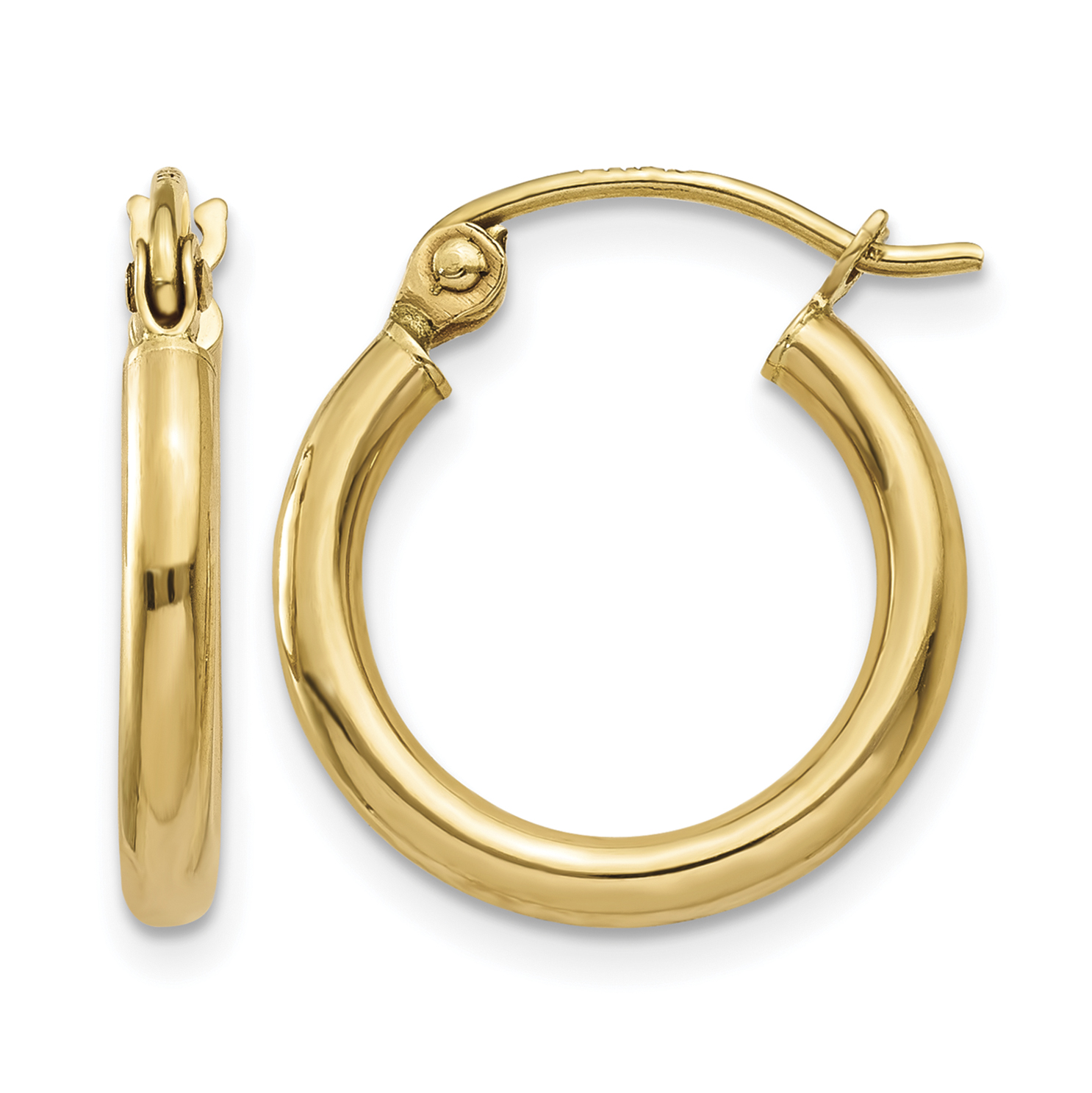 10K Polished 2mm Lightweight Tube Hoop Earrings (10T917L)