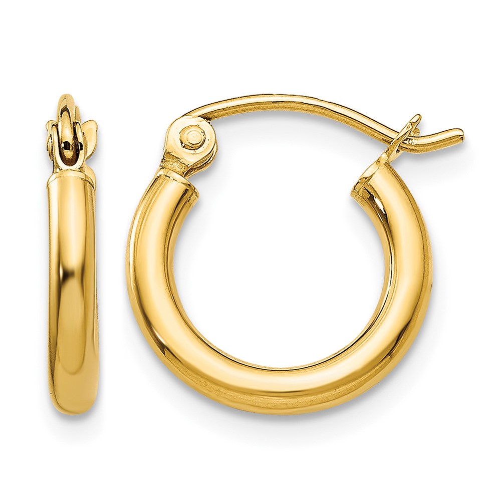 10K Polished 2mm Lightweight Tube Hoop Earrings (10T918L)