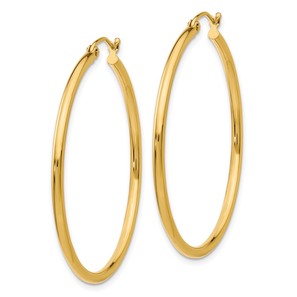 10K Polished 2mm Tube Hoop Earrings (10T919)