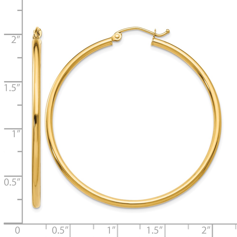 10K Polished 2mm Tube Hoop Earrings (10T920)