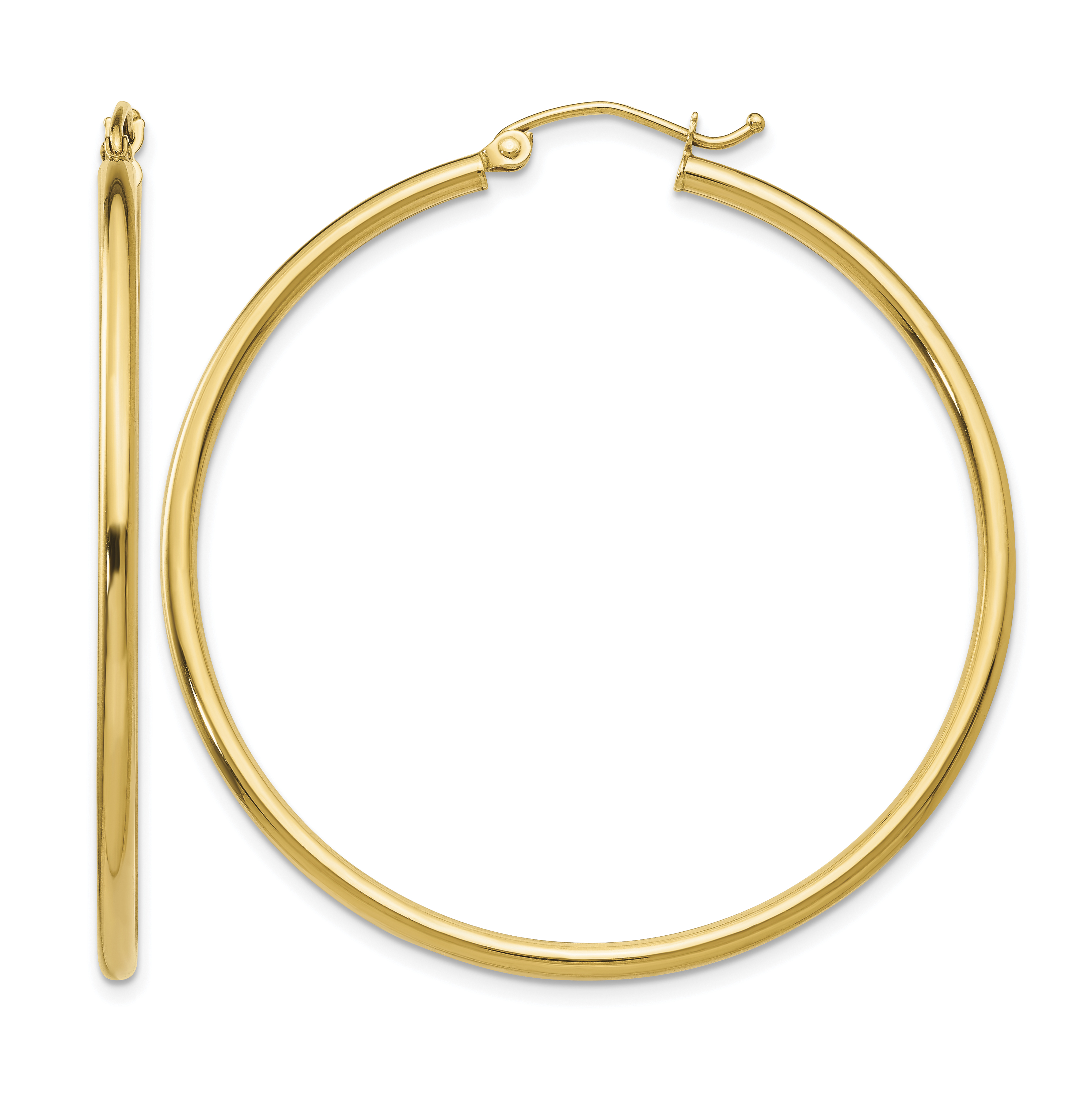 10K Polished 2mm Tube Hoop Earrings (10T920)