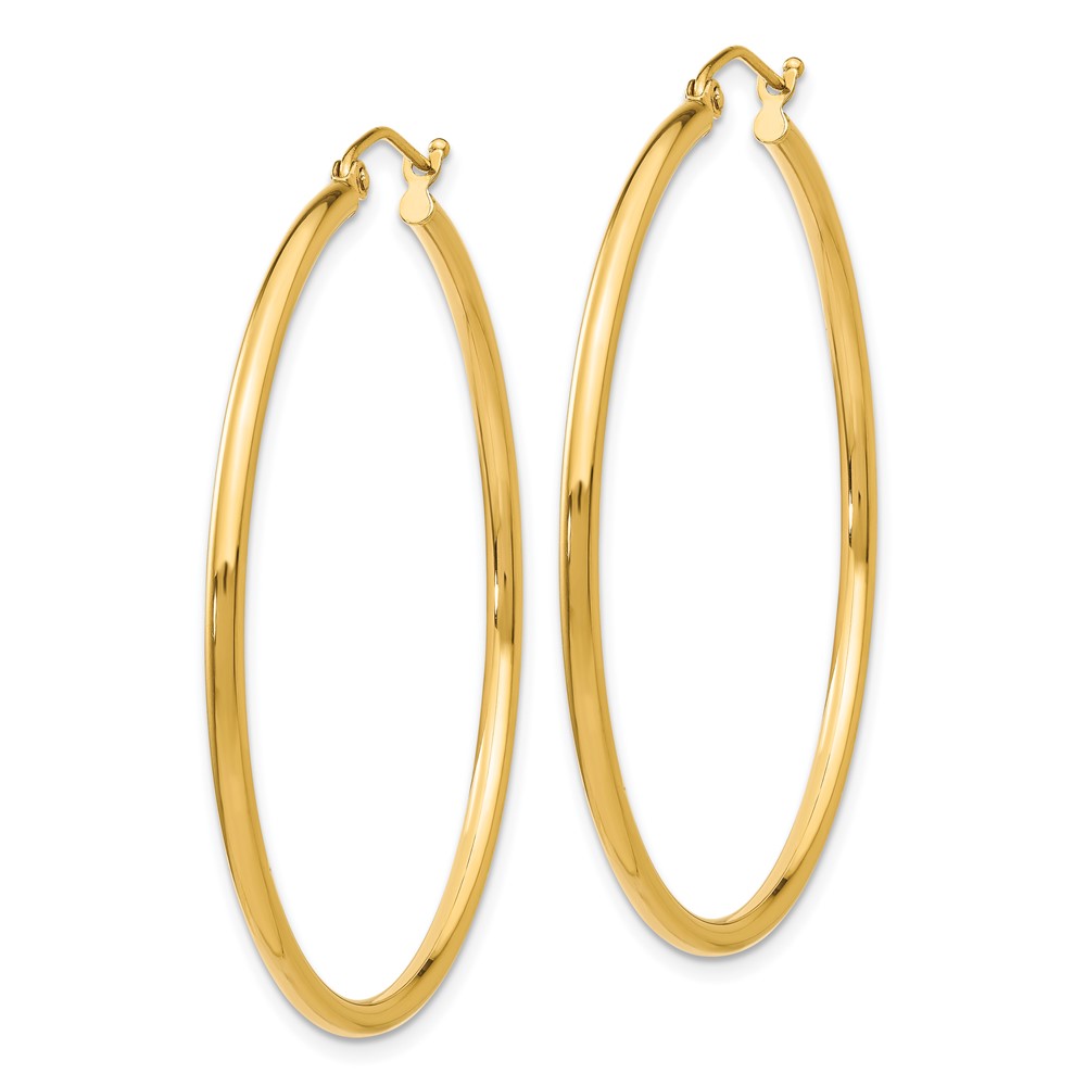10K Polished 2mm Lightweight Tube Hoop Earrings (10T920L)