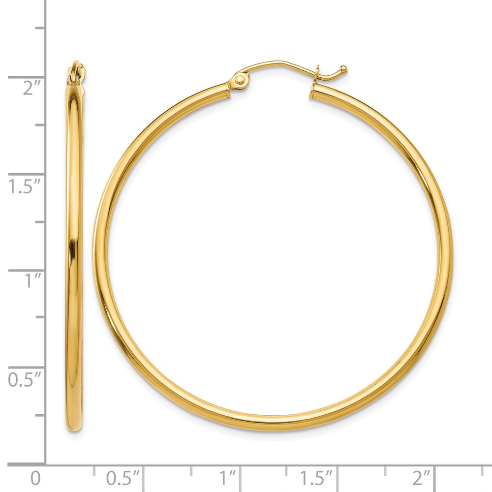 10K Polished 2mm Lightweight Tube Hoop Earrings (10T920L)