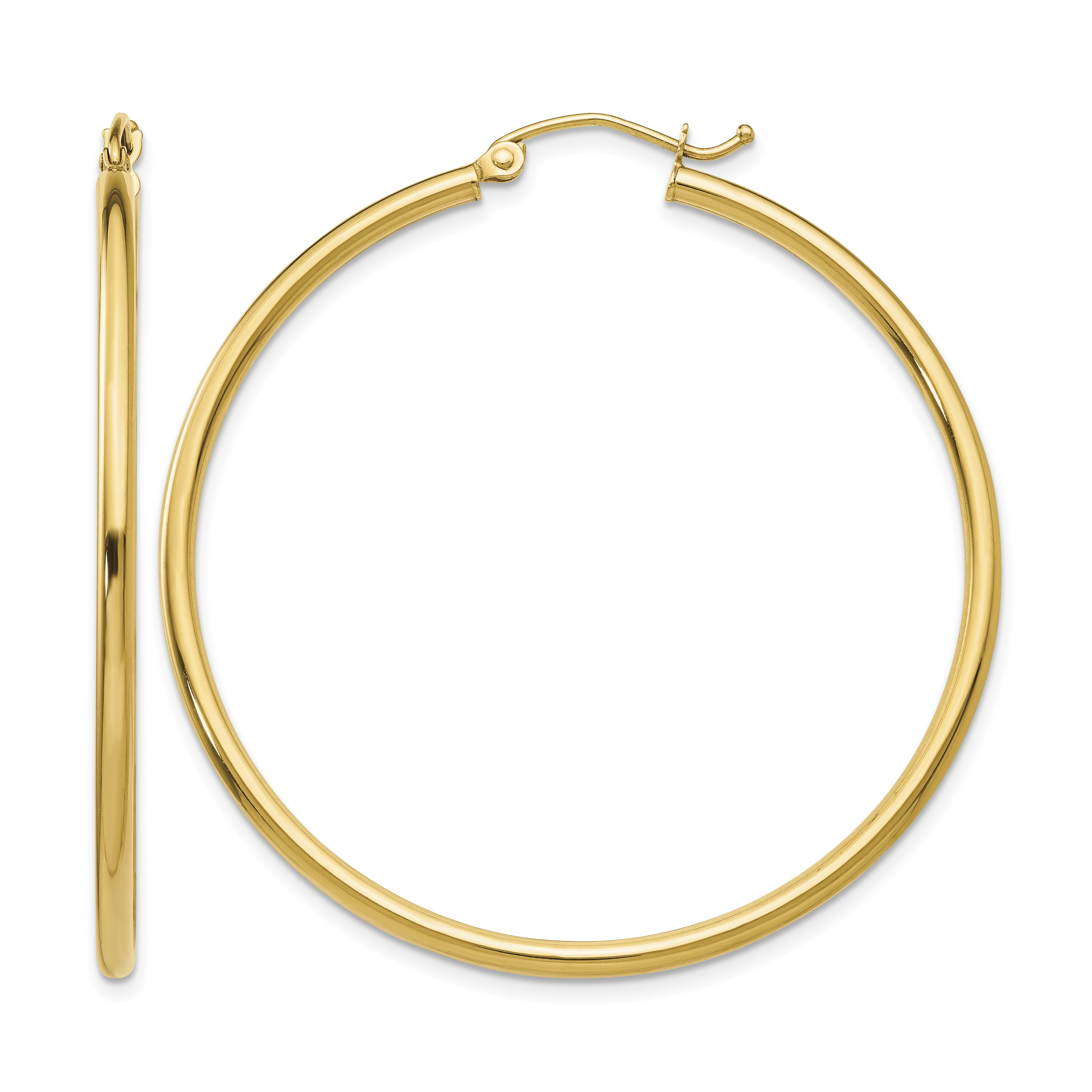 10K Polished 2mm Lightweight Tube Hoop Earrings (10T920L)